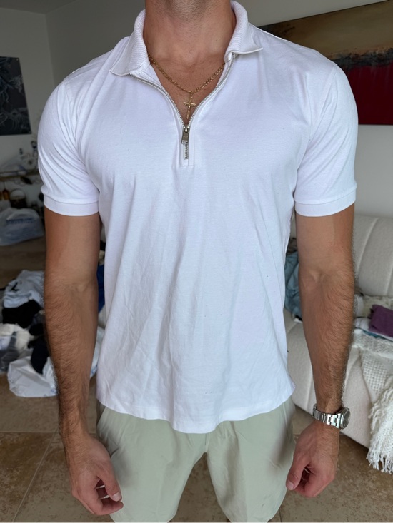 Boss Other - Hugo Boss Men's White Short-Sleeve Zip Polo Shirt